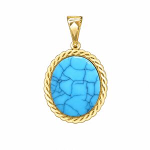 آویز طلا فیروزه ای طرح طنابی 0.1 گرم