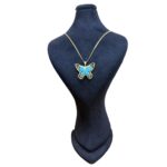 آویز طلا فیروزه ای پروانه 0.19 گرم - Image 2